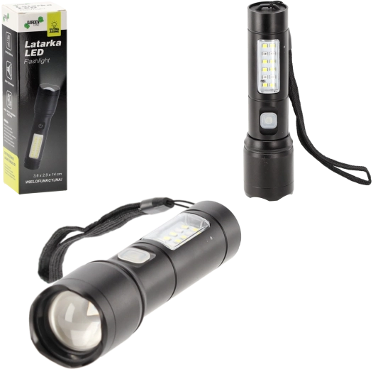 Lanternă LED de buzunar cu USB‑C, 7 moduri, lumină punctuală și difuză