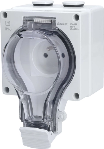 Priză de exterior Solight 230 V 16 A IP66 cu capac transparent
