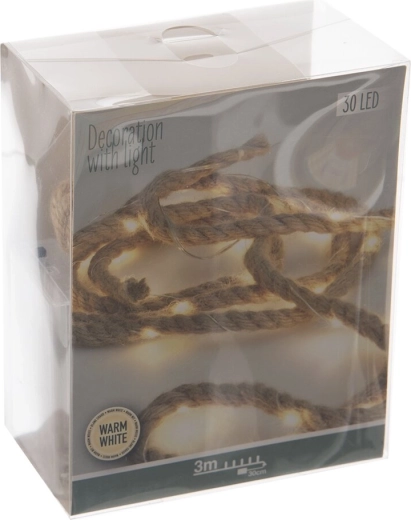 Frânghie luminoasă LED 3 m, galben cald, 30 LED