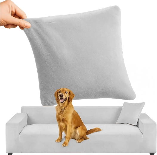 Husă elastică din velur pentru canapea de colț Ruhhy 190–230 cm – Gri deschis