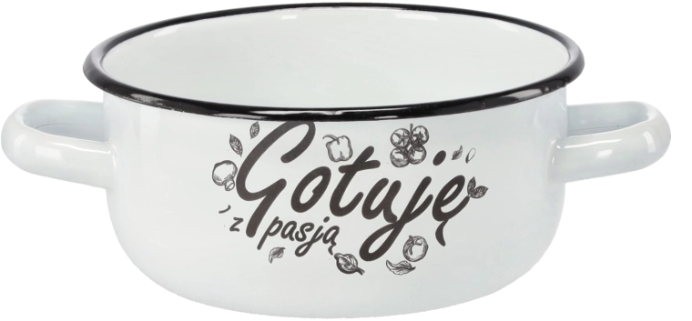 Cratiță emailată cu două mânere 1,5 l, 15 cm, albă – Gătesc cu pasiune