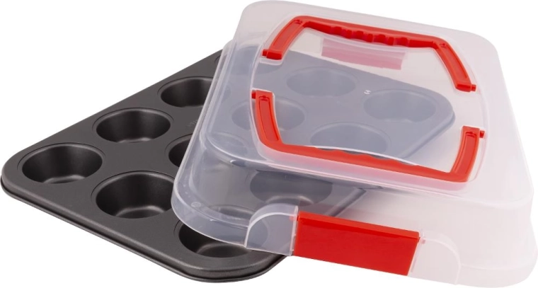 Tavă Lamart Dolce pentru 12 brioșe cu tavă din plastic
