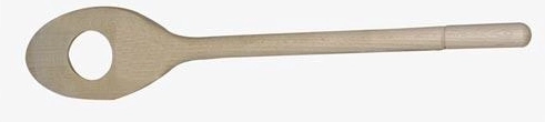 Lingură ovală de lemn cu orificiu 30 cm