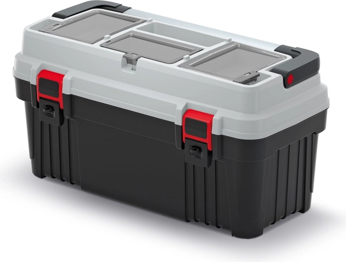 Cutie pentru scule cu mâner metalic OPTIMA, 586 × 296 × 305 mm, gri