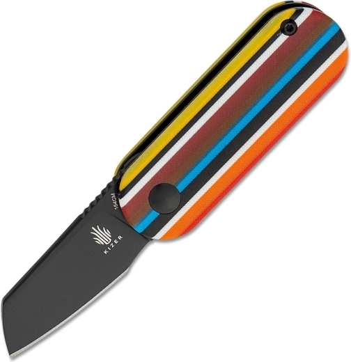 Cuțit de buzunar Kizer Mini Bay 4,8 cm, negru, mâner multicolor G10