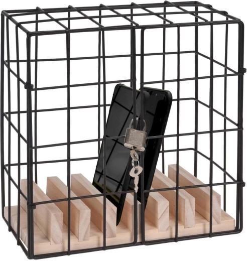 Home Styling Collection cușcă metalică cu încuietoare pentru telefoane 19 × 11 × 19 cm