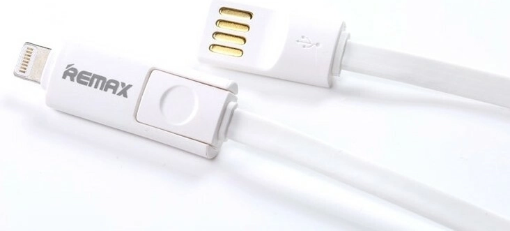 Cablu de încărcare Remax micro USB cu adaptor Lightning 1,2 m alb