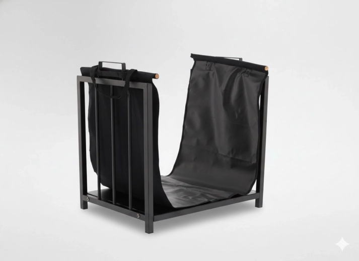 Suport metalic pentru lemne de foc cu geantă portabilă 51 × 37 × 50,5 cm