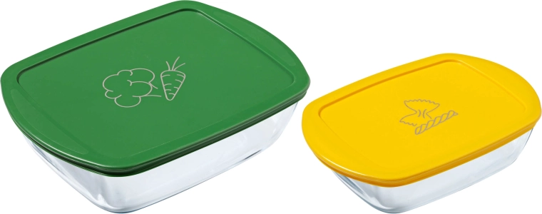 Set de caserole dreptunghiulare din sticlă PYREX 1,2 l și 2,5 l