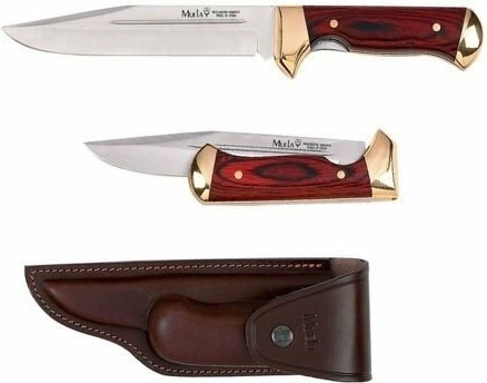 Muela PL-18R cuțit pliabil special extensibil din oțel MoVa cu lemn Pakka și teacă din piele