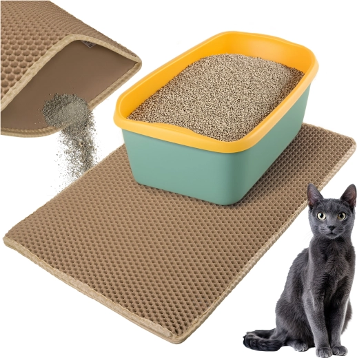 Covoraș bej cu două straturi pentru litiera pisicii Purlov, 75 × 55 cm – Bej