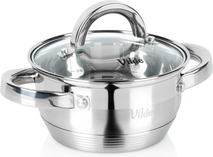 Oală din inox cu capac din sticlă INOXCELLENT 14 cm, 1 l