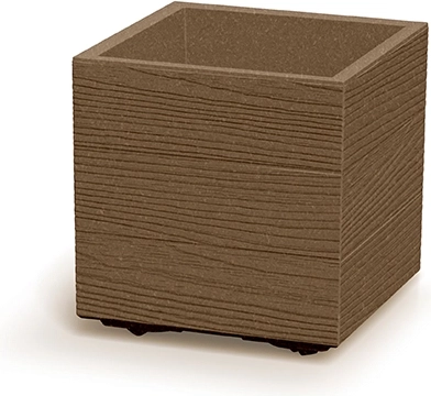 Ghiveci Madera Square Eco Wood 29 cm – ghiveci pătrat din plastic cu decor de lemn