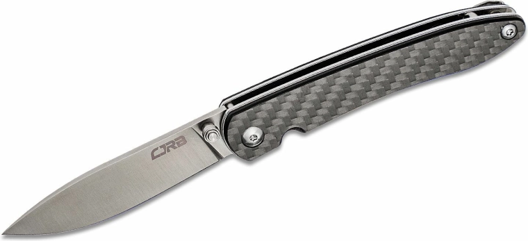 Cuțit pliabil de buzunar CJRB Ria 7,5 cm, Sand Polish, negru, fibră de carbon