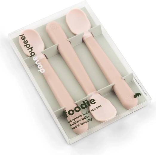 Lingurițe pentru copii Done by Deer Easy-grip Foodie, roz, 3 buc.