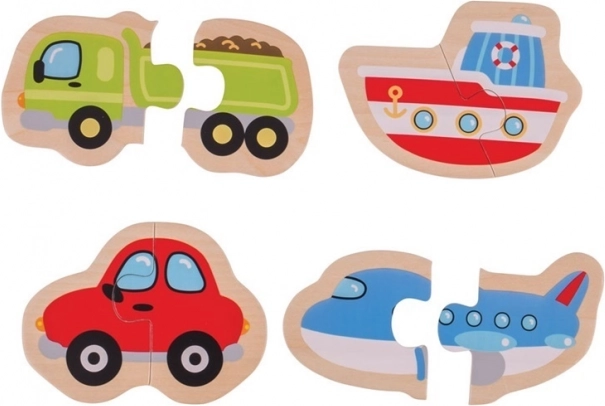 Puzzle simple din lemn – mijloace de transport – BIGJIGS TOYS