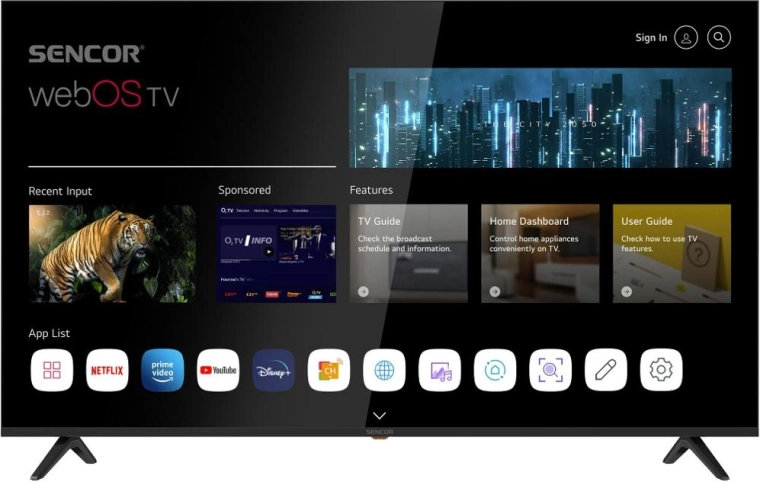 Televizor Smart TV Sencor UHD de 65" cu webOS