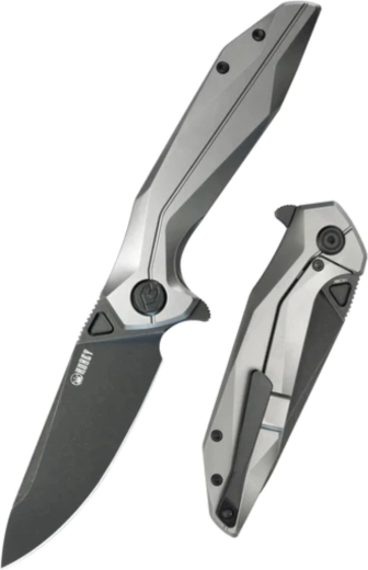Kubey Nova cuțit de buzunar din titan 9,3 cm, darkwash, gri