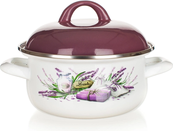 Castron emailat Lavender 22 cm cu capac, 2,9 l