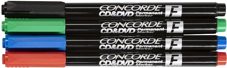 Markere permanente CONCORDE pentru CD și DVD – set 4 buc