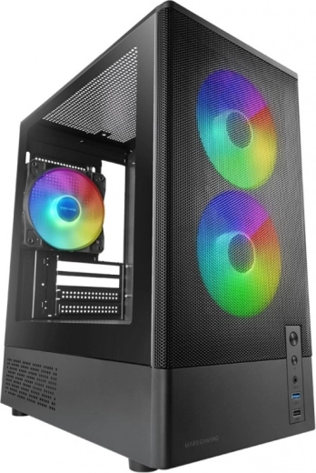 Mars Gaming MC-ONYX carcasă microATX neagră cu 3× ventilatoare ARGB