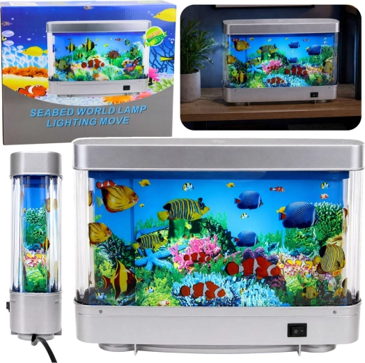 Lampă de noapte LED decorativă acvariu cu peștișori 3D în mișcare