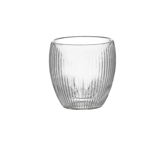 Set de 2 pahare striate cu perete dublu, 230 ml