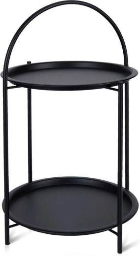 Măsuță auxiliară rotundă din metal negru 40 × 40 × 66 cm