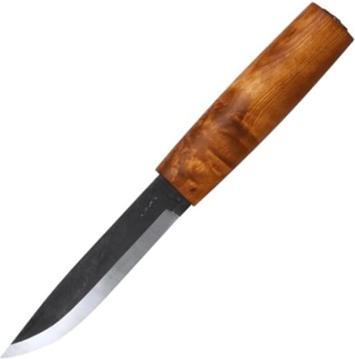 Helle Viking cuțit de vânătoare pentru exterior 11 cm, lemn de mesteacăn de rădăcină, teacă din piele