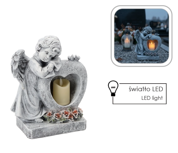 Înger inimă cu lumânare LED decorațiune