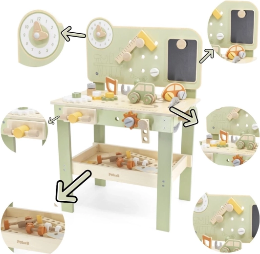 Viga PolarB banc de lucru din lemn pentru copii cu unelte