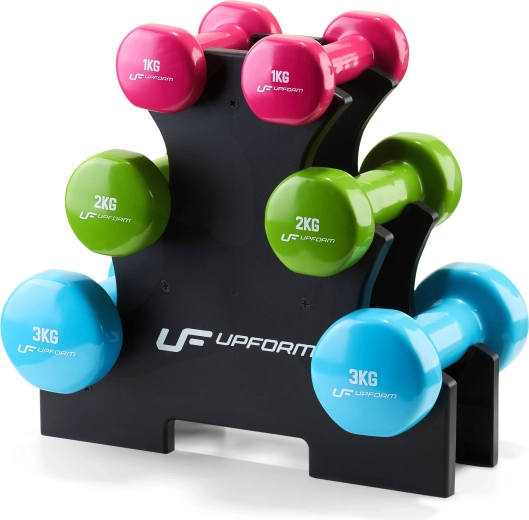 Set de gantere din vinil cu suport 12 kg UPFORM