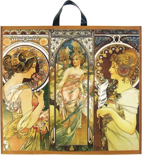 Geantă din material plastic cu motiv Alfons Mucha 55 × 50 cm