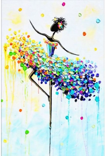 Tablou de pictat după numere în ramă 40 × 50 cm balerină – colorată - 1 bucată