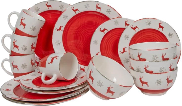 Set de veselă cu motiv de Crăciun, 16 piese