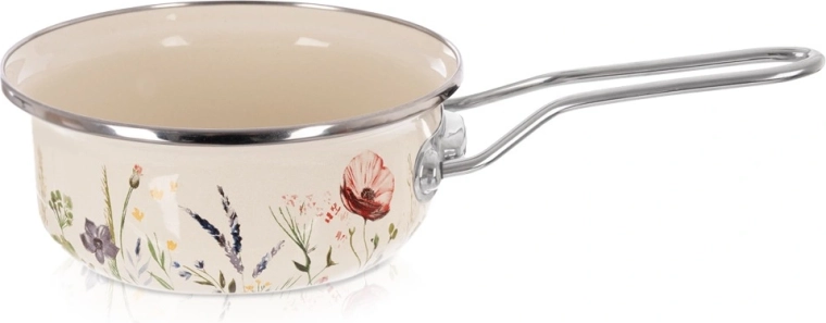 Crăticioară emailată crem cu maci 16 cm, 950 ml