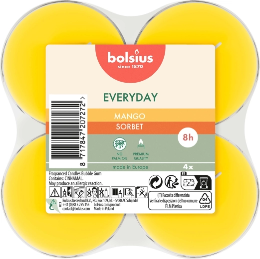 Lumânări maxi pentru ceai cu mango, set de 4 bucăți