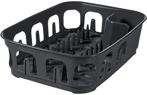 Suport de uscare pentru vase, dreptunghiular, 39 × 29 × 10 cm, plastic gri închis