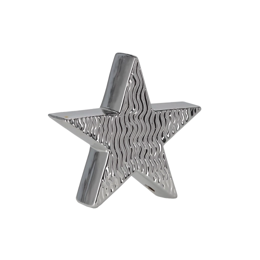 Figurină decorativă de Crăciun stea argintie 16,2 × 4,4 × 15,3 cm - 1 bucată