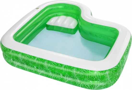 Piscină de grădină pentru copii Tropical Paradise 231 × 231 × 51 cm cu scaun încorporat și suport pentru băuturi BESTWAY