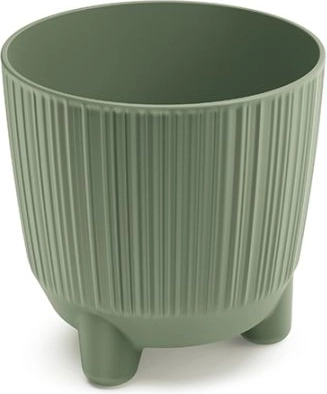 Ghiveci din plastic cu piciorușe, verde pământiu, diametru 10,7 cm