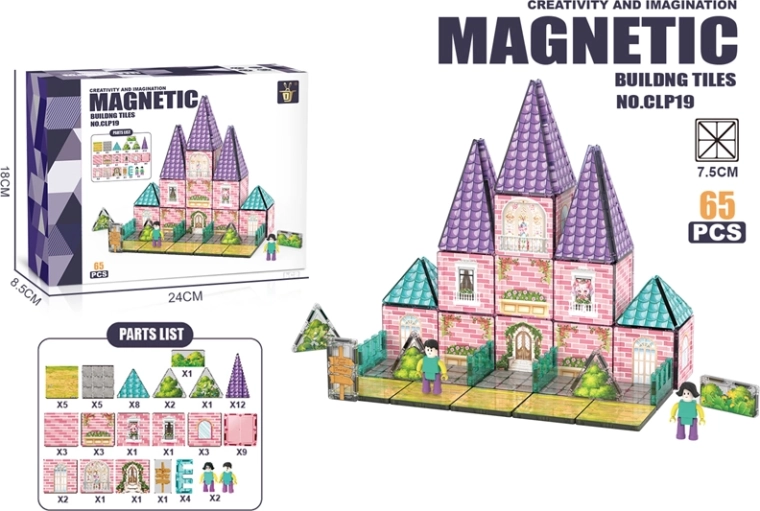 Set de construcție magnetic – Castel, 65 piese