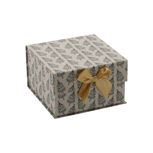 Cutie cadou de Crăciun cu fundă aurie 17 × 17 × 9 cm - 1 bucată