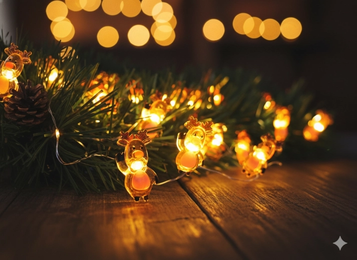 Șir luminos LED cu motiv de căprioare, 20 lumini, pe baterii