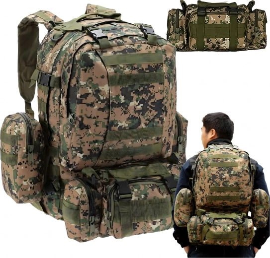 Rucsac tactic 4-în-1 50 l camuflaj verde