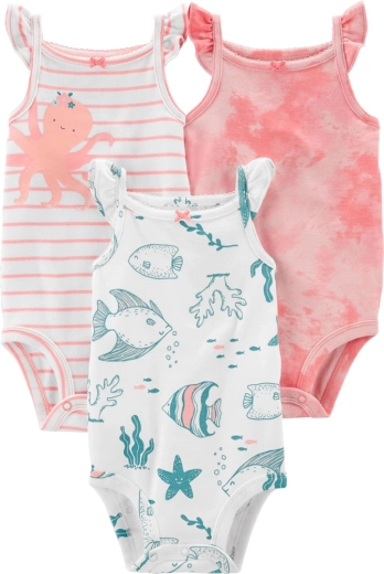 CARTER'S body fără mâneci Pink Ocean 3 buc – fată 3 buc. NB/ măr. 56