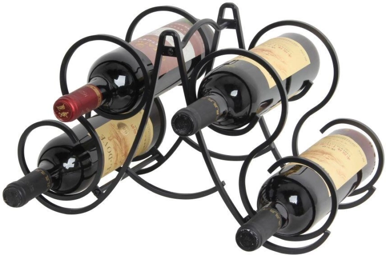 Suport pentru 4 sticle de vin, negru mat