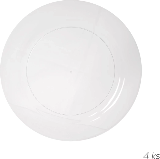 Farfurii întinse din polipropilenă, 23 cm, transparente - 4 buc.