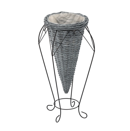 Ghiveci decorativ împletit gri pe picioare 58 cm