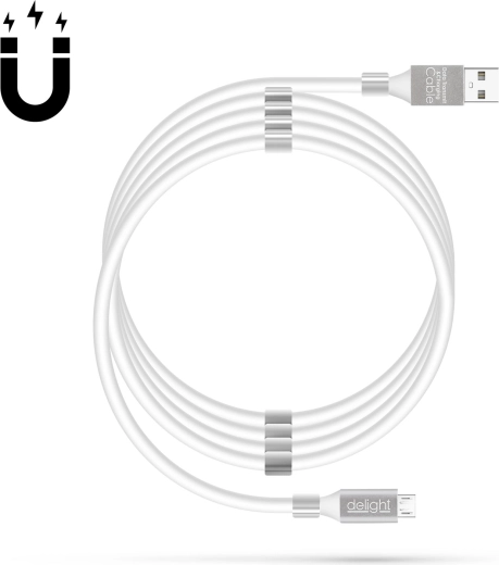 Cablu de date magnetic MicroUSB 2 A, alb